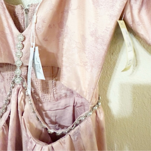 NWT V. Chapman The Emma Dress In Light Pink Windsor Brocade Floral Rhinestone 10 - Picture 8 of 13